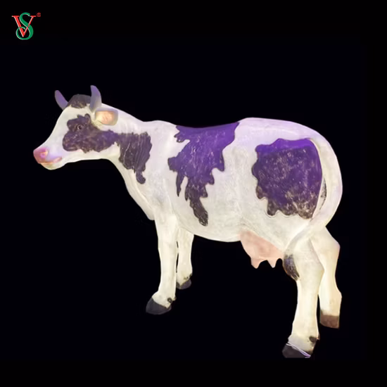 Escultura de touro de vaca em fibra de vidro artesanal em tamanho real para exibição em shopping