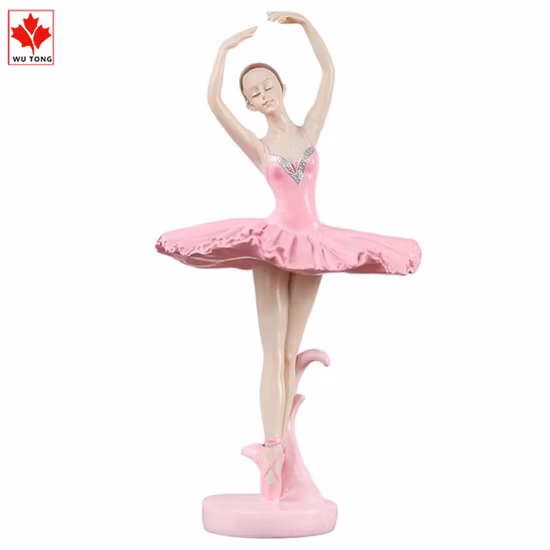 Estátua de dançarina de balé, escultura de arte em resina, ornamento de mesa para decoração de home office, rosa